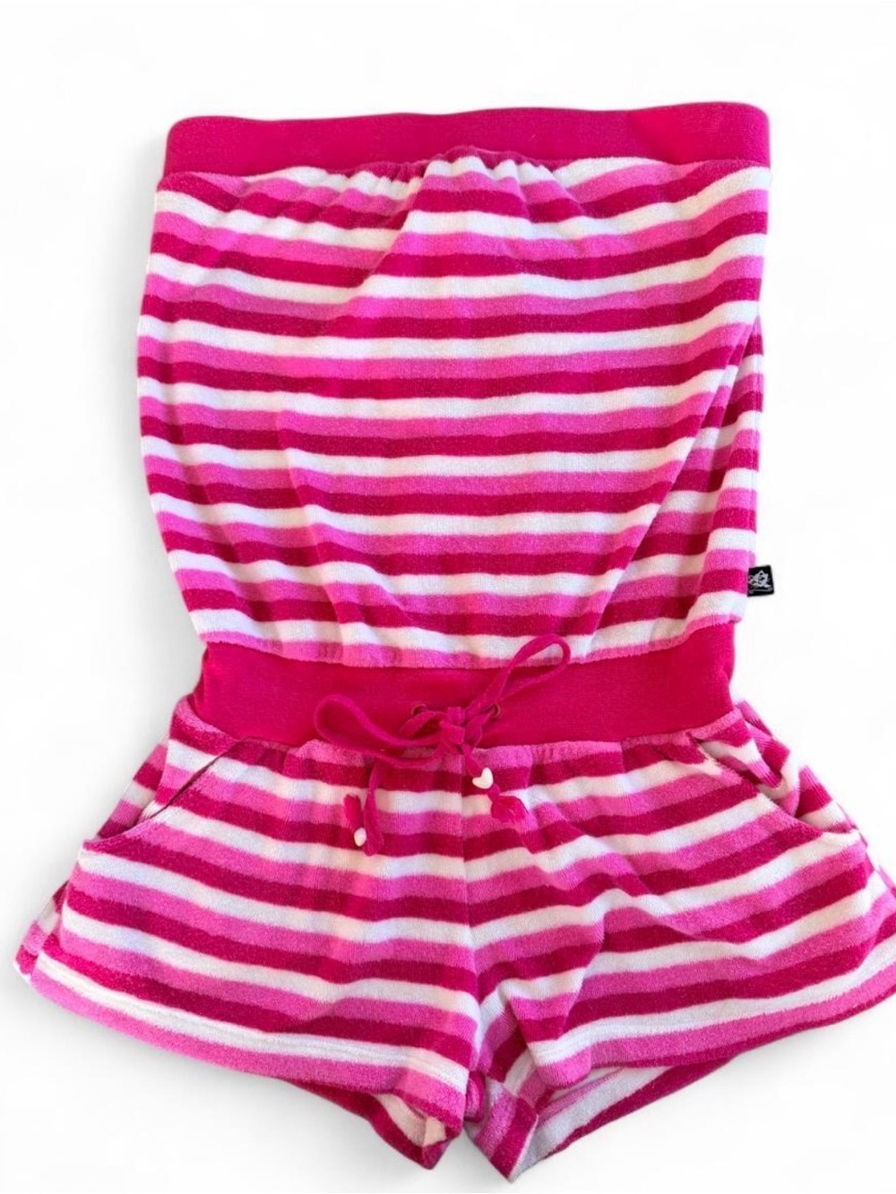 Y2k Pink Stripe Terry Romper